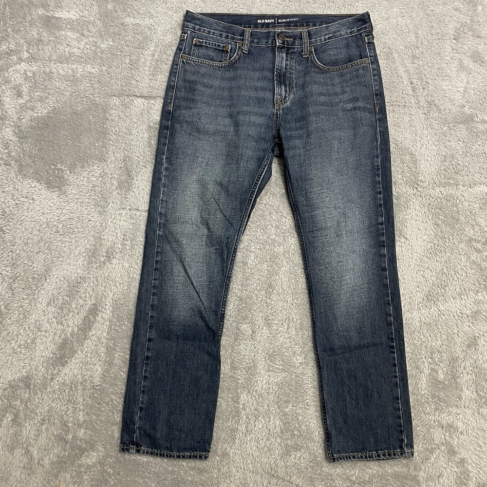 Old Navy Slim‎ Jeans Mens Size 33x30 Dark Wash Blue Denim Cotton Straight Leg